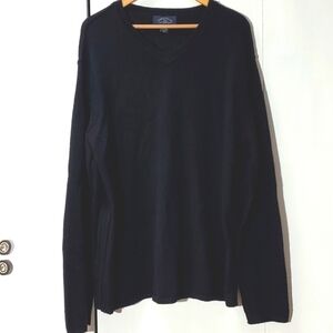 Indigo Palms- Mens Black Wool Cashmere Reverse Stitch Vneck Sweater Sz.XL